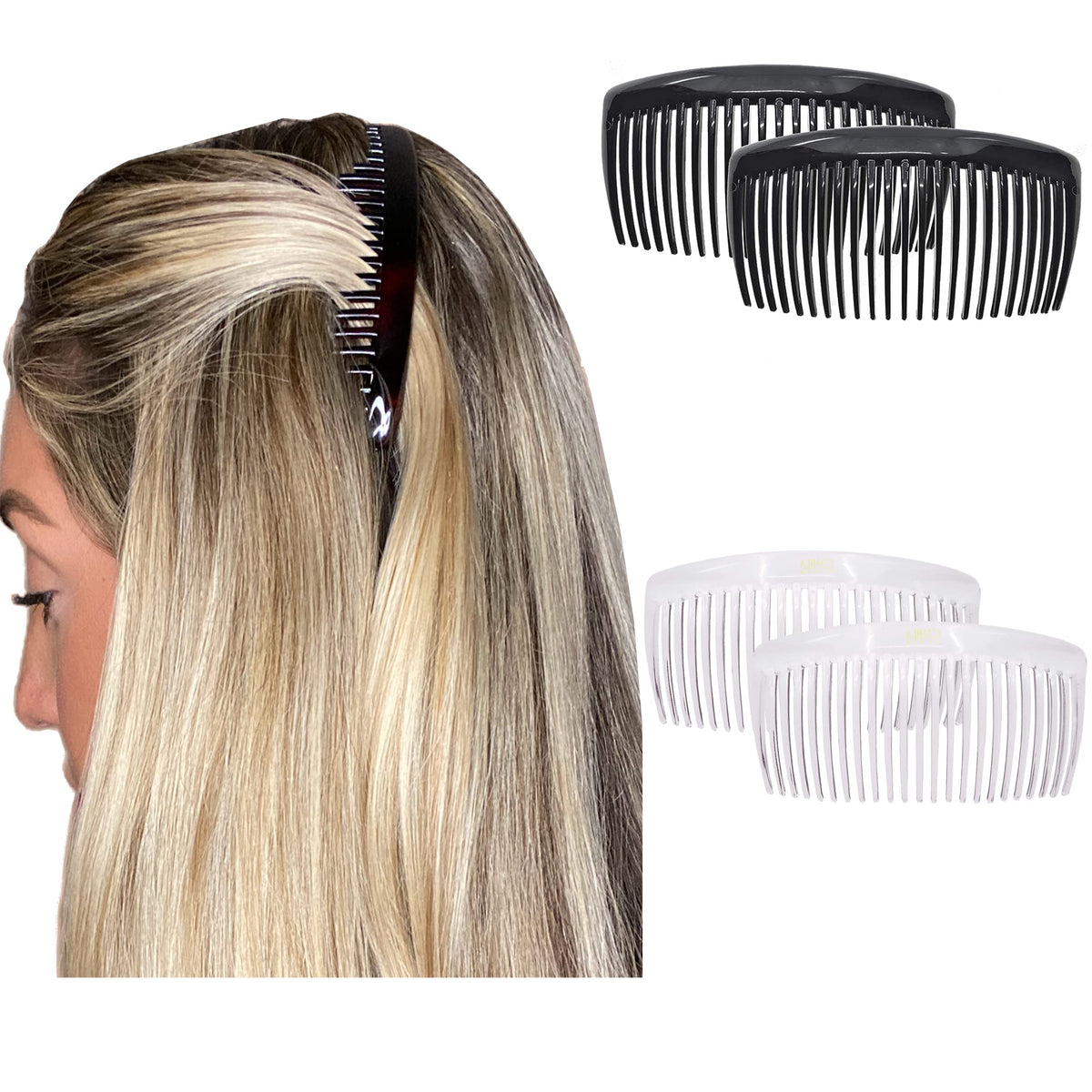 Camila Paris CP2912 Hair Side Comb, 4" Large French Twist Hair Combs Clips