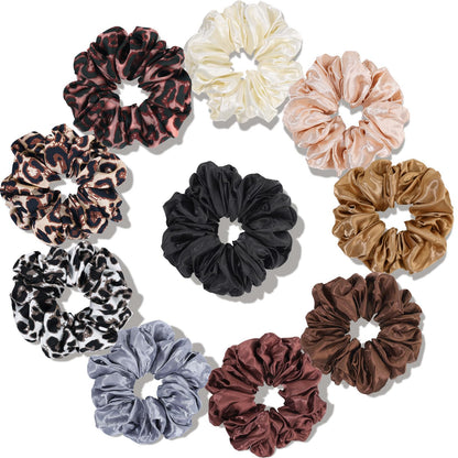 Satin Scrunchies for Women,Silk Hair Ties Fashion Soft Ties and Bands,Elastic Ponytail Holders No Damage Hair Accessories Thick Hair Styling - 20 Pcs Dark Color