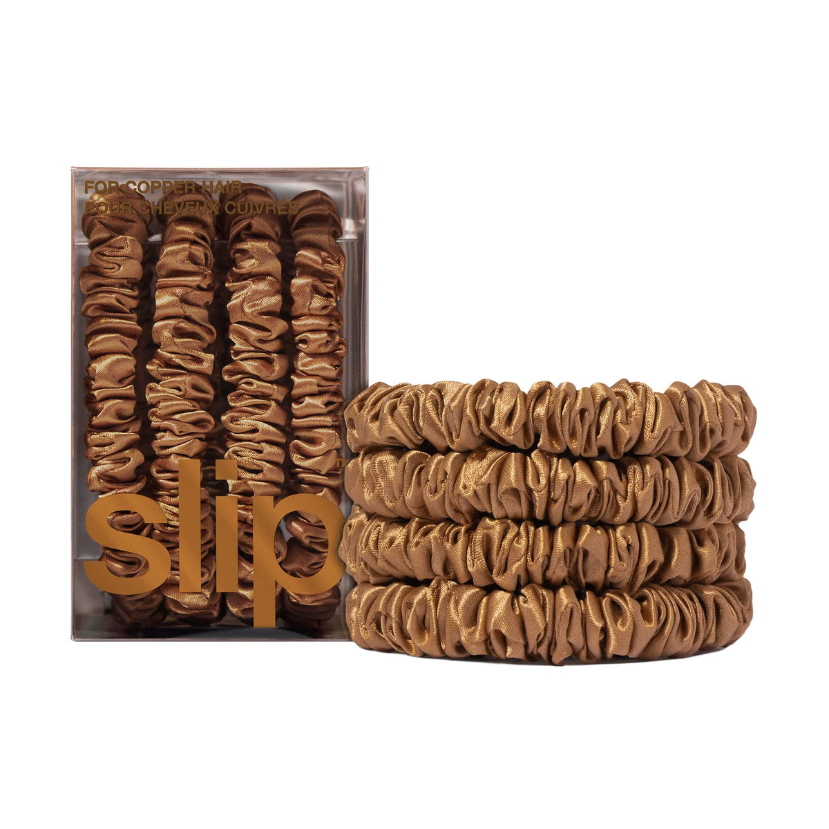 Slip Silk Hair Ties, Blonde Skinny Scrunchies, Set of 4 | Anti-Damage