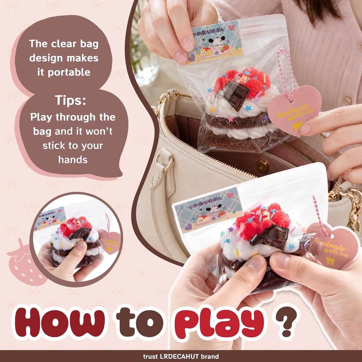 Cute Handmade Reuseable Taba Raspberry Tart Cake Squishy Toys