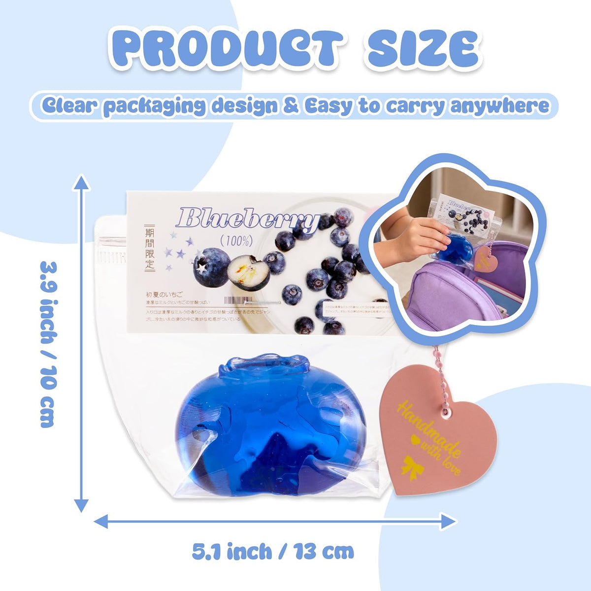 Taba Blueberry Squishy, Sticky Squeeze Fidget Toy,for 3+ Kids & Adults