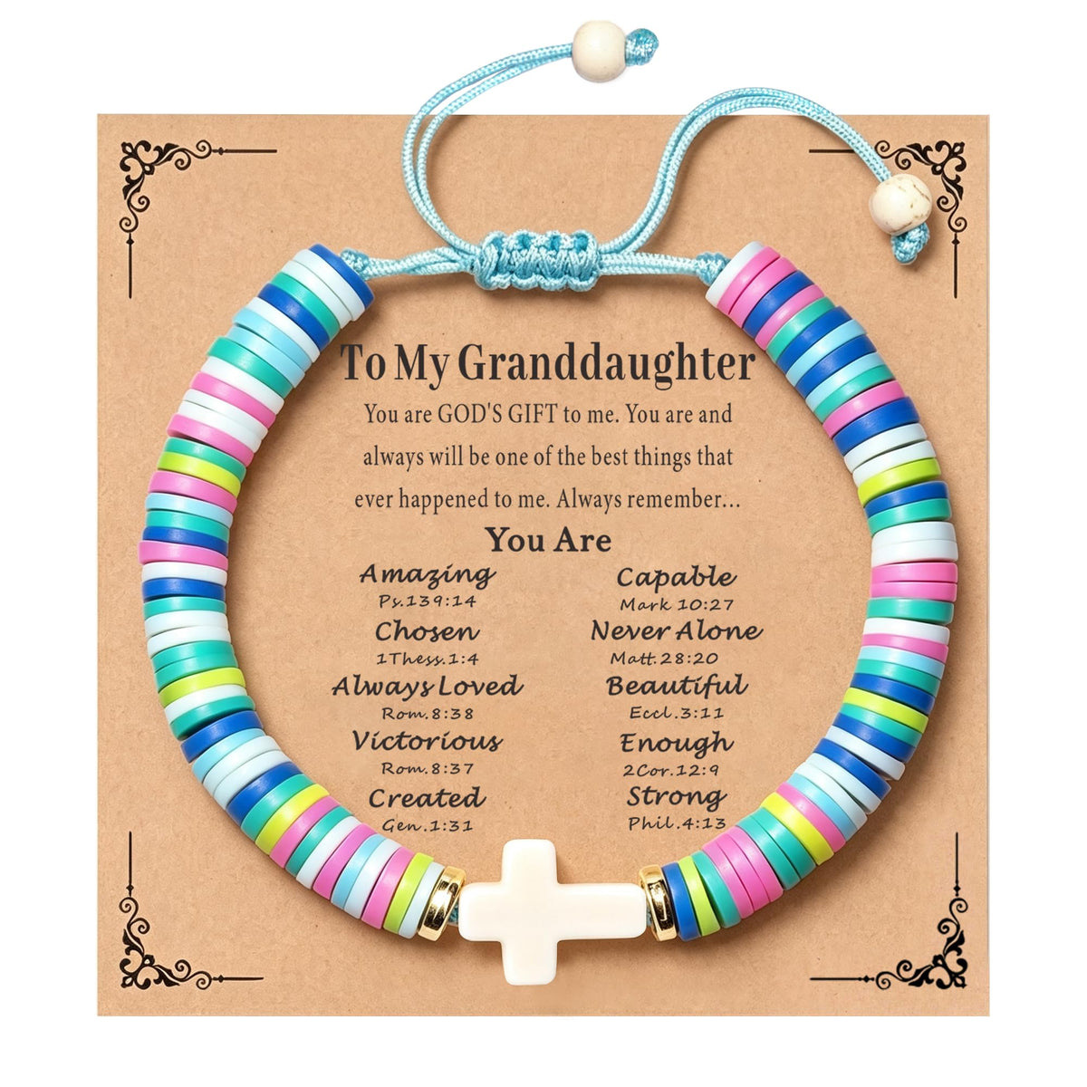 TAGOMEI Cross Bracelet Baptism Gifts for Girl Kids Women Christian Gifts