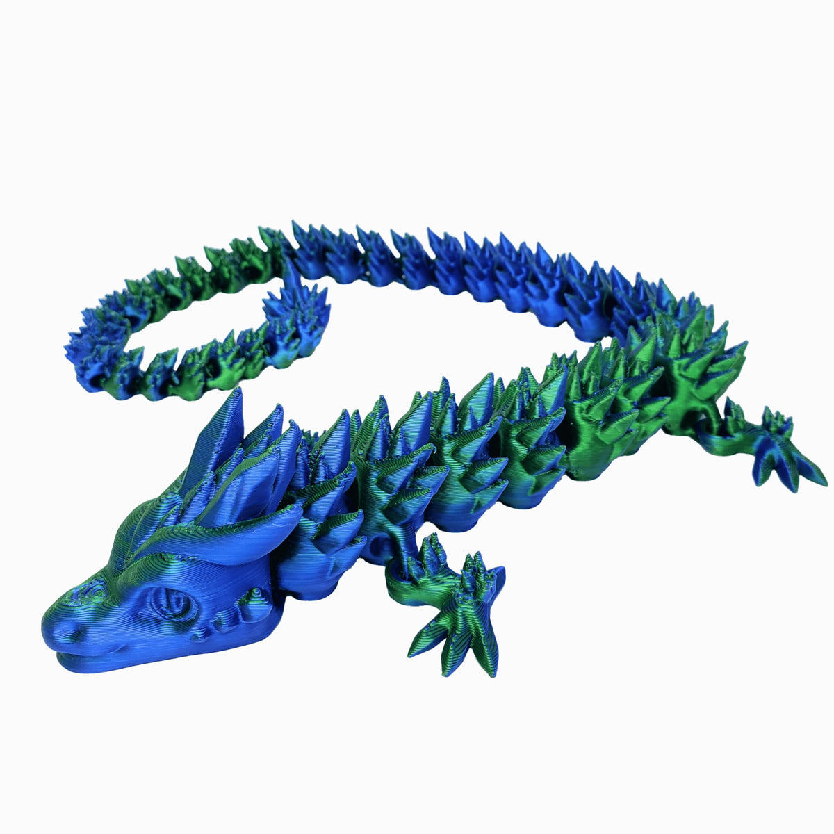 20" Articulated 3D Printed Dragon with Surprise Egg – Flexible Fidget Toy for Kids & Teens, Dragon Egg, Mythical Figurine (Rainbow with Black Egg)