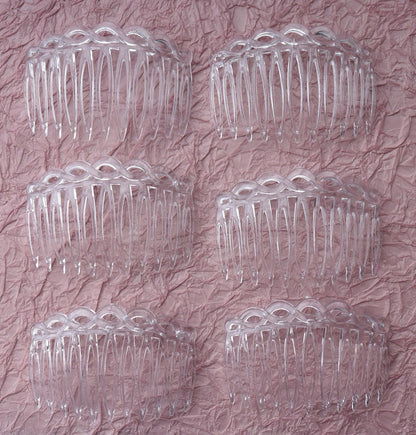 6 Pcs 11 Teeth Hair Side Combs 8.2 x 5.3 cm Tortoise Hairpin (Clear)