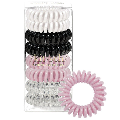 Kitsch Spiral Hair Ties for Women | Ponytail Holders - Brunette, 8 Pcs