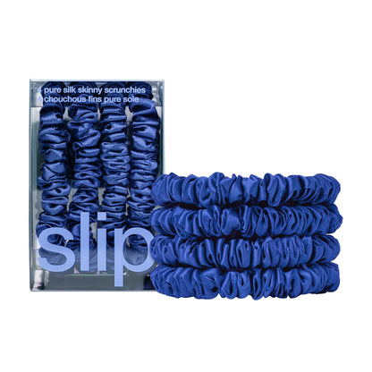 Slip Silk Hair Ties, Blonde Skinny Scrunchies, Set of 4 | Anti-Damage
