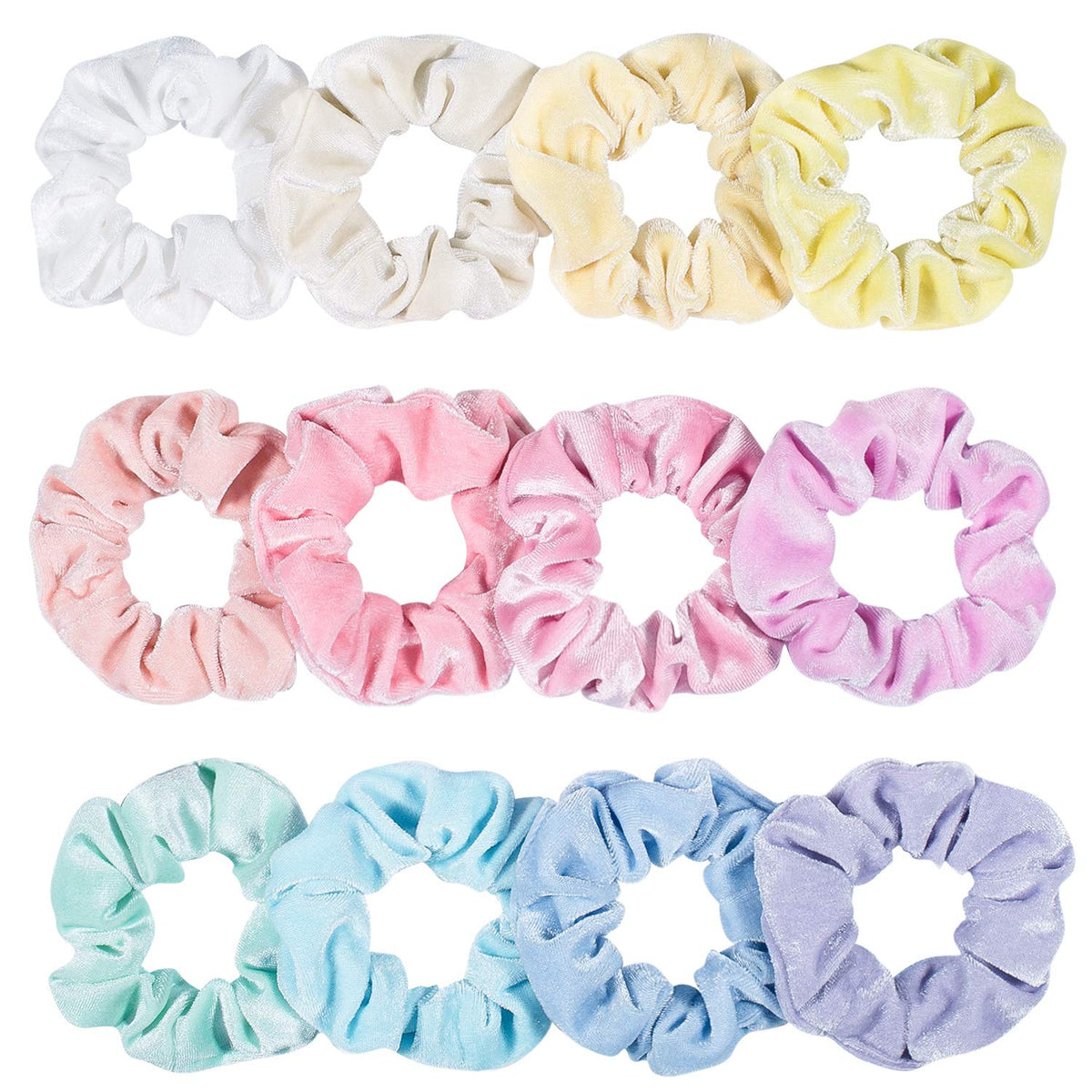 Whaline 12 Pack Velvet Hair Scrunchies for Women, 12 Colors