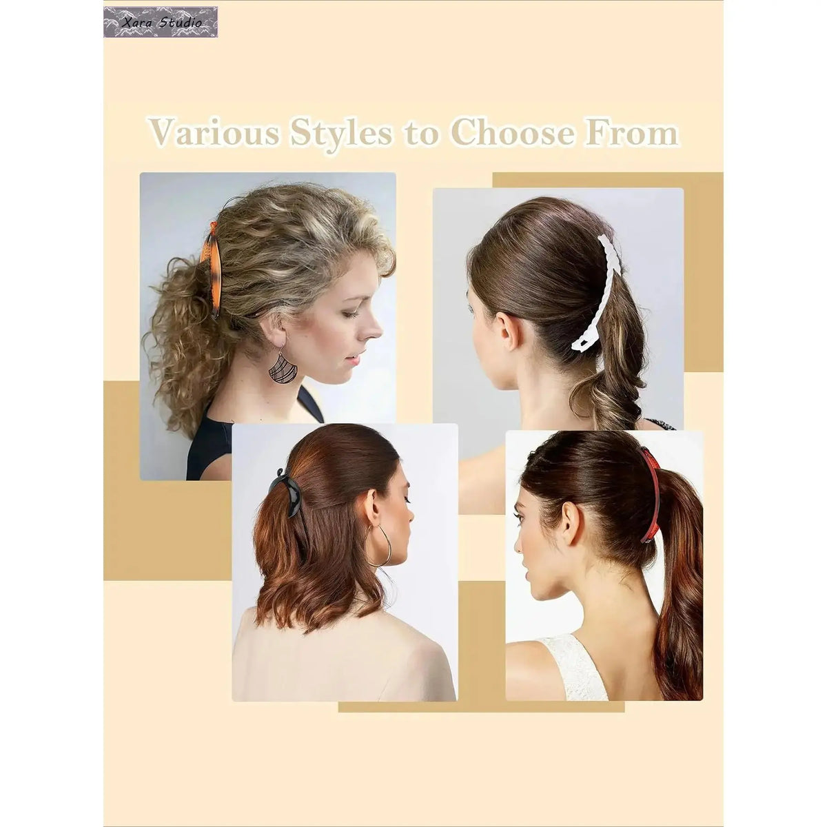 Hapdoo 21pc Transparent Banana Comb Clips Pack - Women's Strong Hold Volumizing Waves Hair Accessories, 7-Style Quick Styling Layered Hairstyles Claw Clip Set, Sohochic