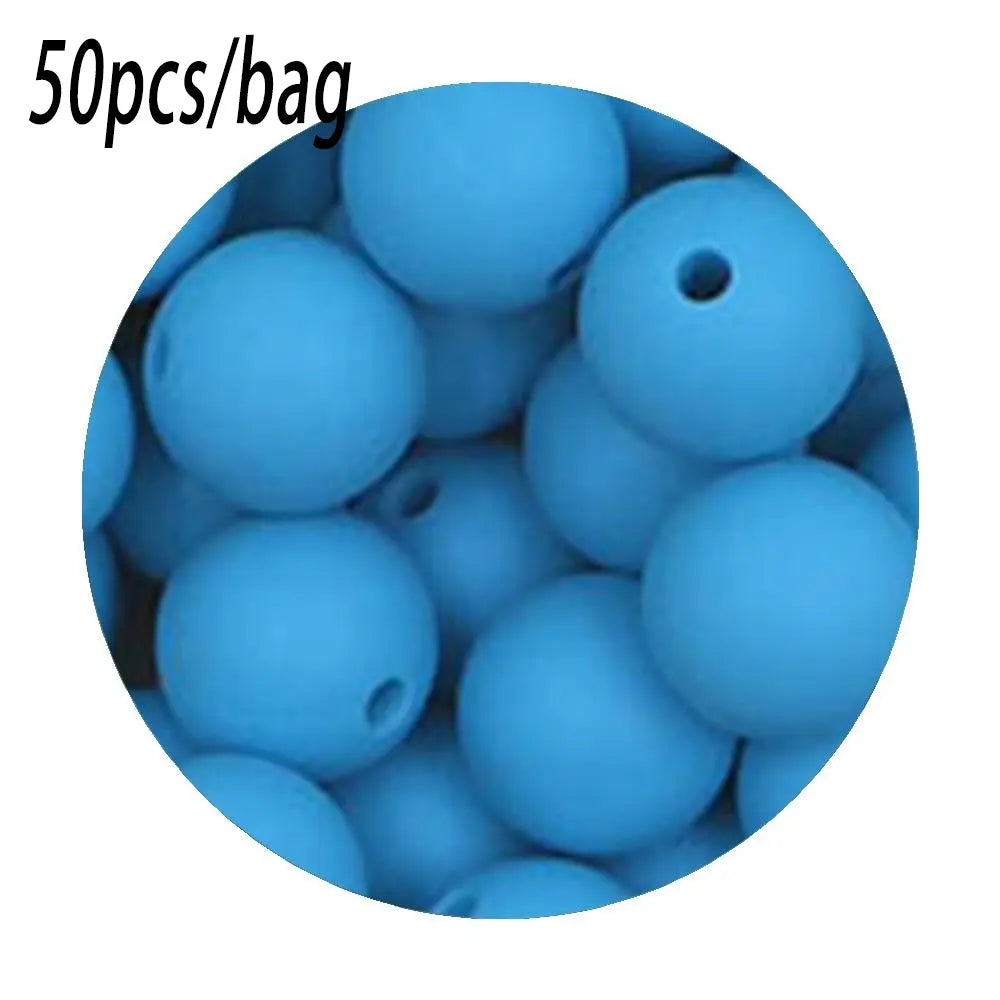 Silicone Beads Kit, 50 pcs Beaded Set of 15 mm Silicone Beads, Bead Assortment and DIY Beading and Jewelry Making Supplies for Keychains, Necklaces and Jewelry Crafts