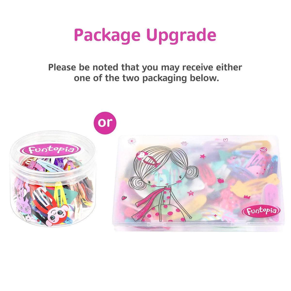 Funtopia Hair Clips for Girls - 100-Count No-Slip Metal Snap Barrettes, Candy Colors Cartoon Designs Crown & Star Set, Resists Daily Wear for Teens