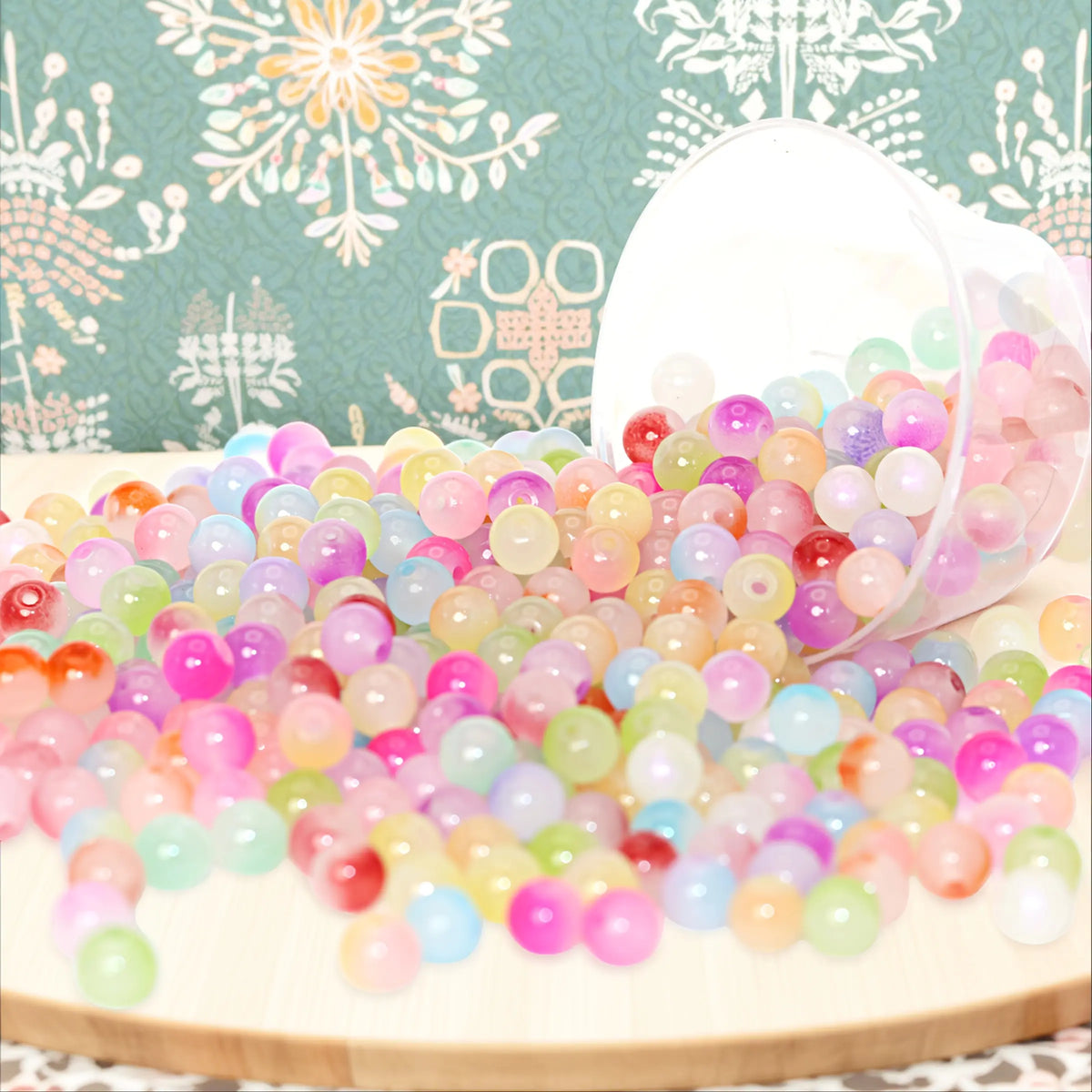 1440 Multicolor Glass Beads for Jewelry Making, DIY Bracelets and Necklaces, Transparent Bead Accessories for Craft Projects