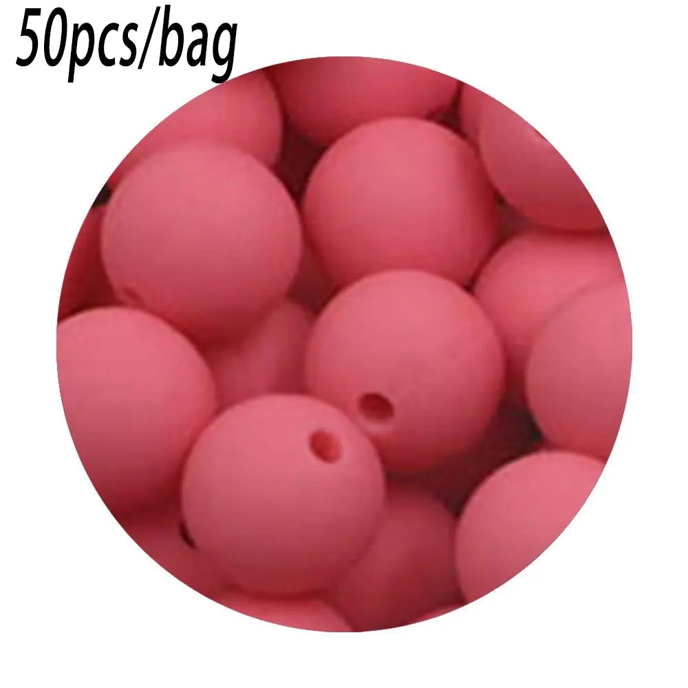 Silicone Beads Kit, 50 pcs Beaded Set of 15 mm Silicone Beads, Bead Assortment and DIY Beading and Jewelry Making Supplies for Keychains, Necklaces and Jewelry Crafts