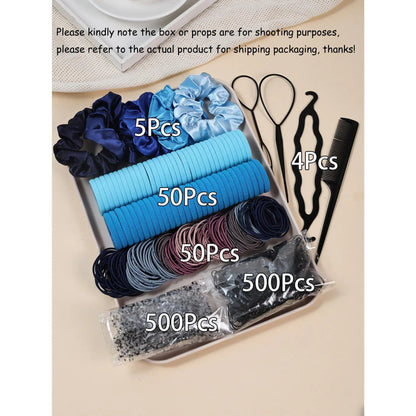 Women's Minimalist No Damage Hair Ties Set - 10-Piece Polyester Neutral Scrunchies Bulk, Classic Accessory Set for Daily Hairstyling Ponytail Holders, Sohochic Fashion Items, 10 Pieces