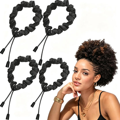 Adjust Satin Hair Scrunchies for Women Girls, Adjustable Hair Ties Soft Than Silk for 4c Girlie Thick Curly Natural Hair, Easy to Use Hair Accessories for Afro Puff Loc Ponytails