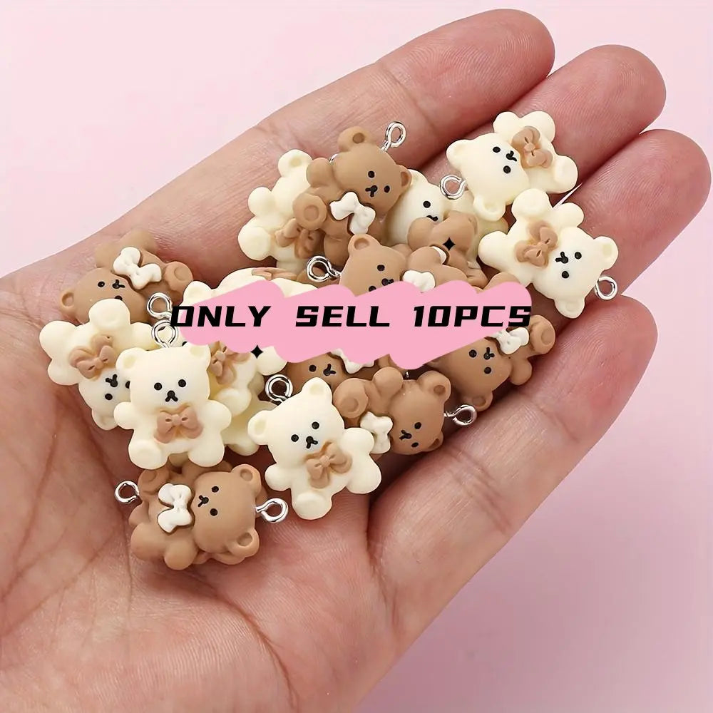 Cute Bow Bear Charms Set, Resin Pendants for DIY Jewelry Making, Beads and Accessories, Earrings Bracelets Necklaces Keychains Bags Accessories, DIY with Charms