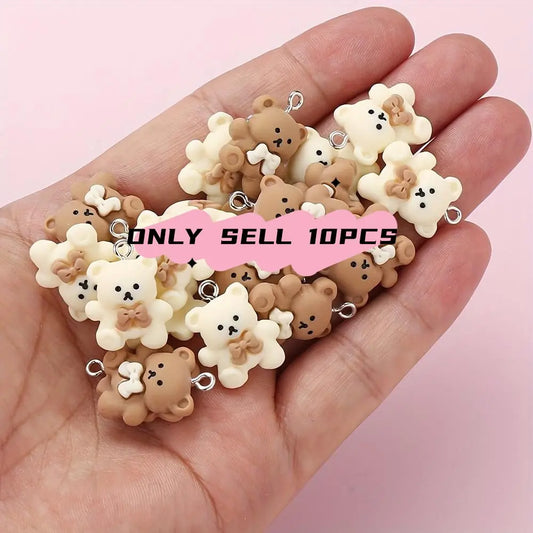 Cute Bow Bear Charms Set, Resin Pendants for DIY Jewelry Making, Beads and Accessories, Earrings Bracelets Necklaces Keychains Bags Accessories, DIY with Charms