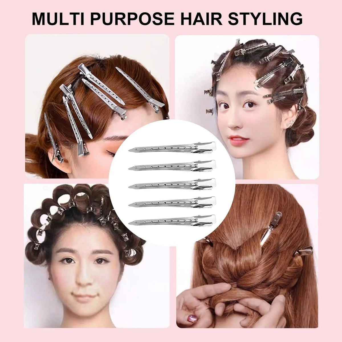 30 Packs Hair Clips, Duck Bill Clips, Hair Coloring, Hair Clips & Barrettes, 3.5 Inches Rustproof Metal   Clips with Holes for Hair Styling,