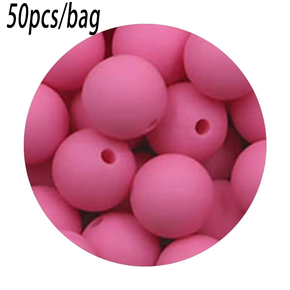 Silicone Beads Kit, 50 pcs Beaded Set of 15 mm Silicone Beads, Bead Assortment and DIY Beading and Jewelry Making Supplies for Keychains, Necklaces and Jewelry Crafts
