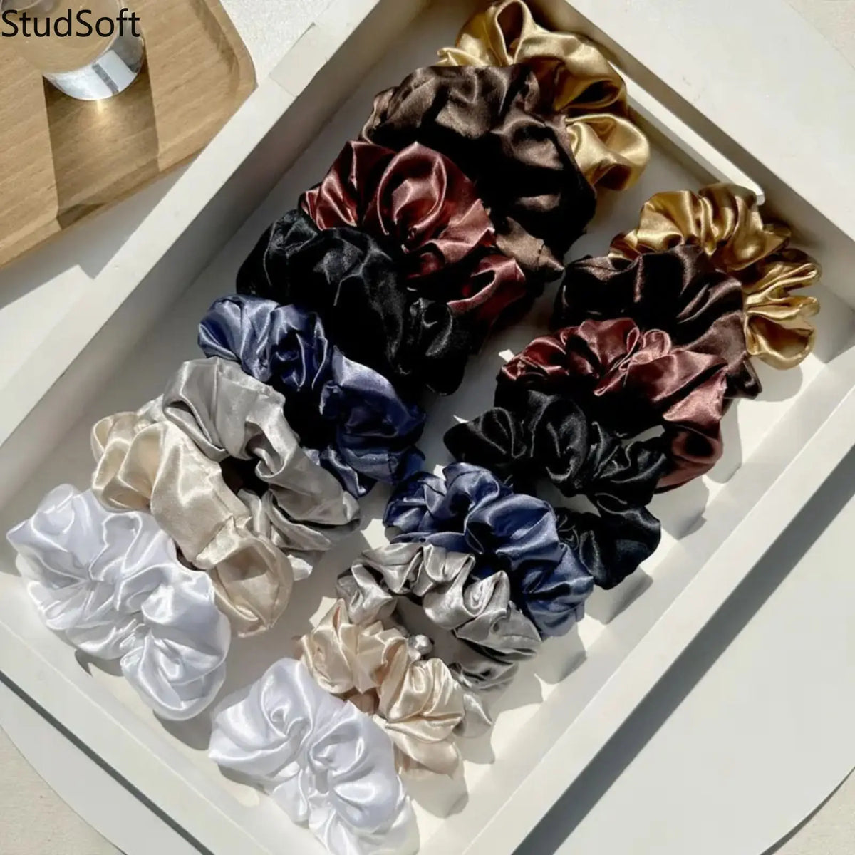2026 New 16PCS Scrunchies Set, Premium Solid Colors, Elegant Satin Hair Ties, No Damage Hair, Daily/Work/Party/Wedding Accessories,,sohochic
