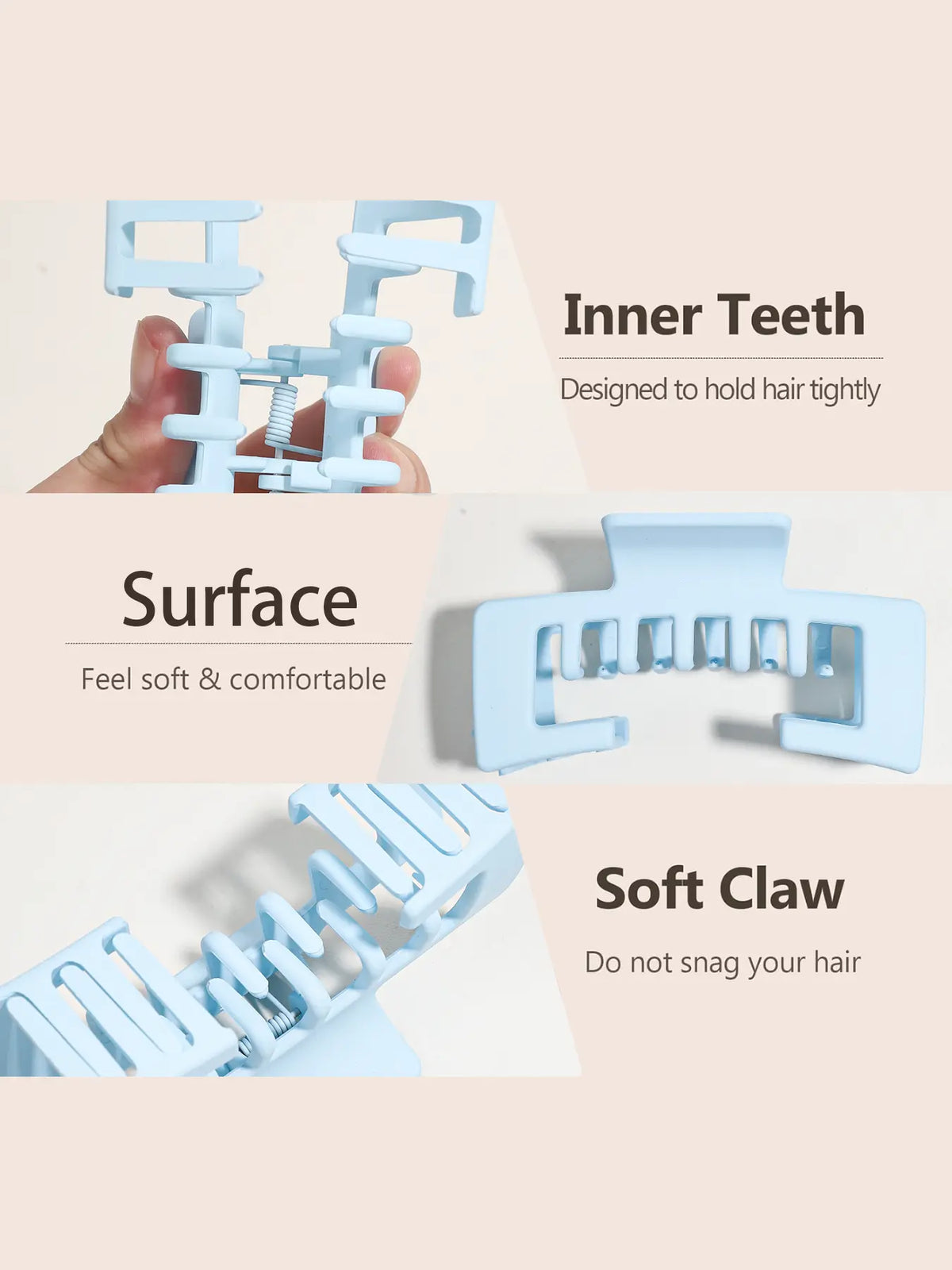 6pcs Matte finish hair claw clips for thick hair strong grip styling accessories anti slip hair jaw clamp everyday minimalist fashion hair styling styling tools Claw Set