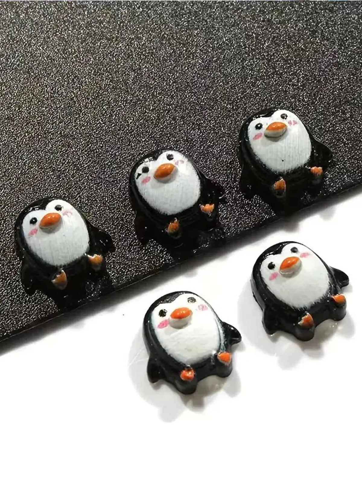 50pcs, mini resin penguin series flat back stone figurines DIY with Charms, Crafts wedding scrapbook nail accessories, scene decoration, holiday decoration, home decoration, Christmas decoration