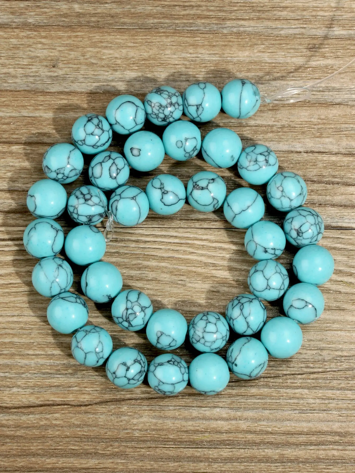 Unique Crack Pattern Turquoise Beads - 4/6/8/10mm for Jewelry Making, Beads For Bracelets, DIY Bracelet Necklace Earrings, 15 Inch Strand, Bead Set, DIY Beading Accessories
