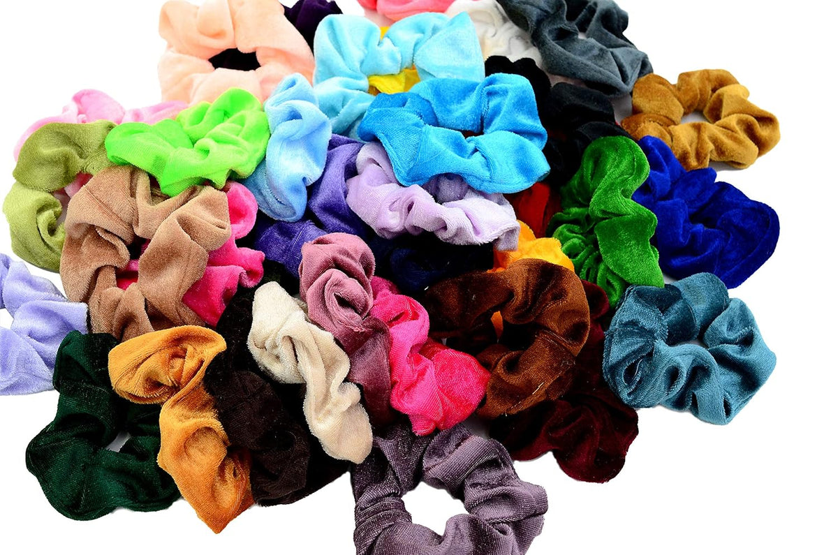 Chloven 45 Pcs Velvet Hair Scrunchies Elastics Hair Bands for Women Girls