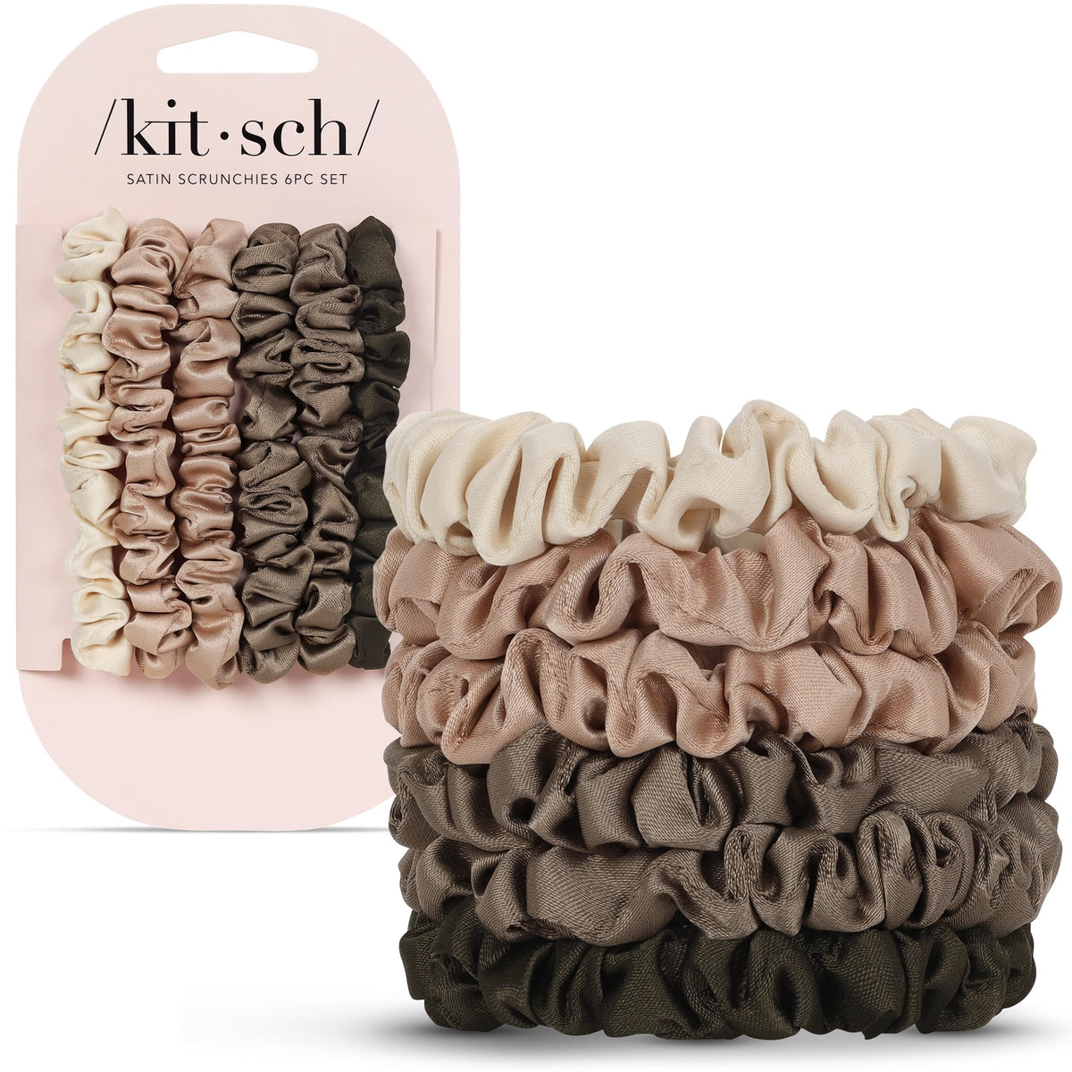 Kitsch Satin Scrunchies for Women | For All Hair Types Terracotta, 6pcs