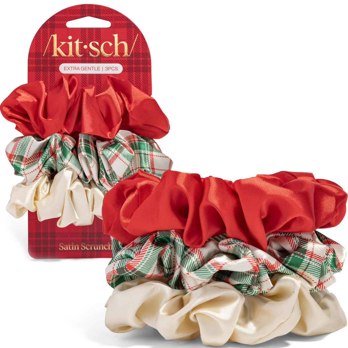 Kitsch Satin Scrunchies for Women | For All Hair Types Terracotta, 6pcs