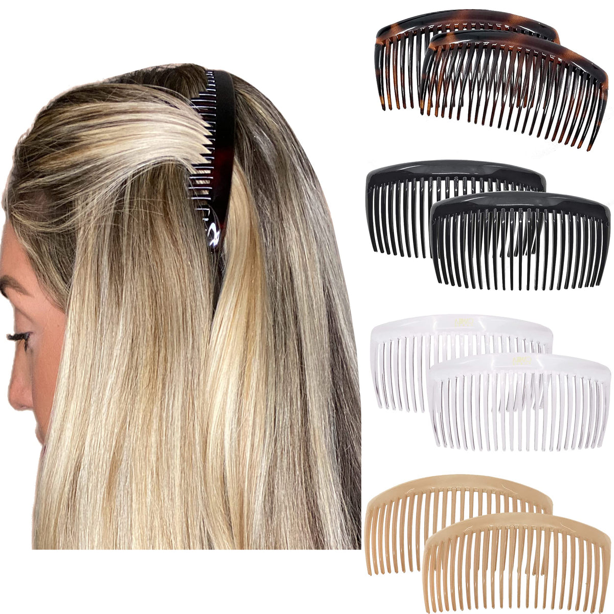 Camila Paris CP2912 Hair Side Comb, 4" Large French Twist Hair Combs Clips