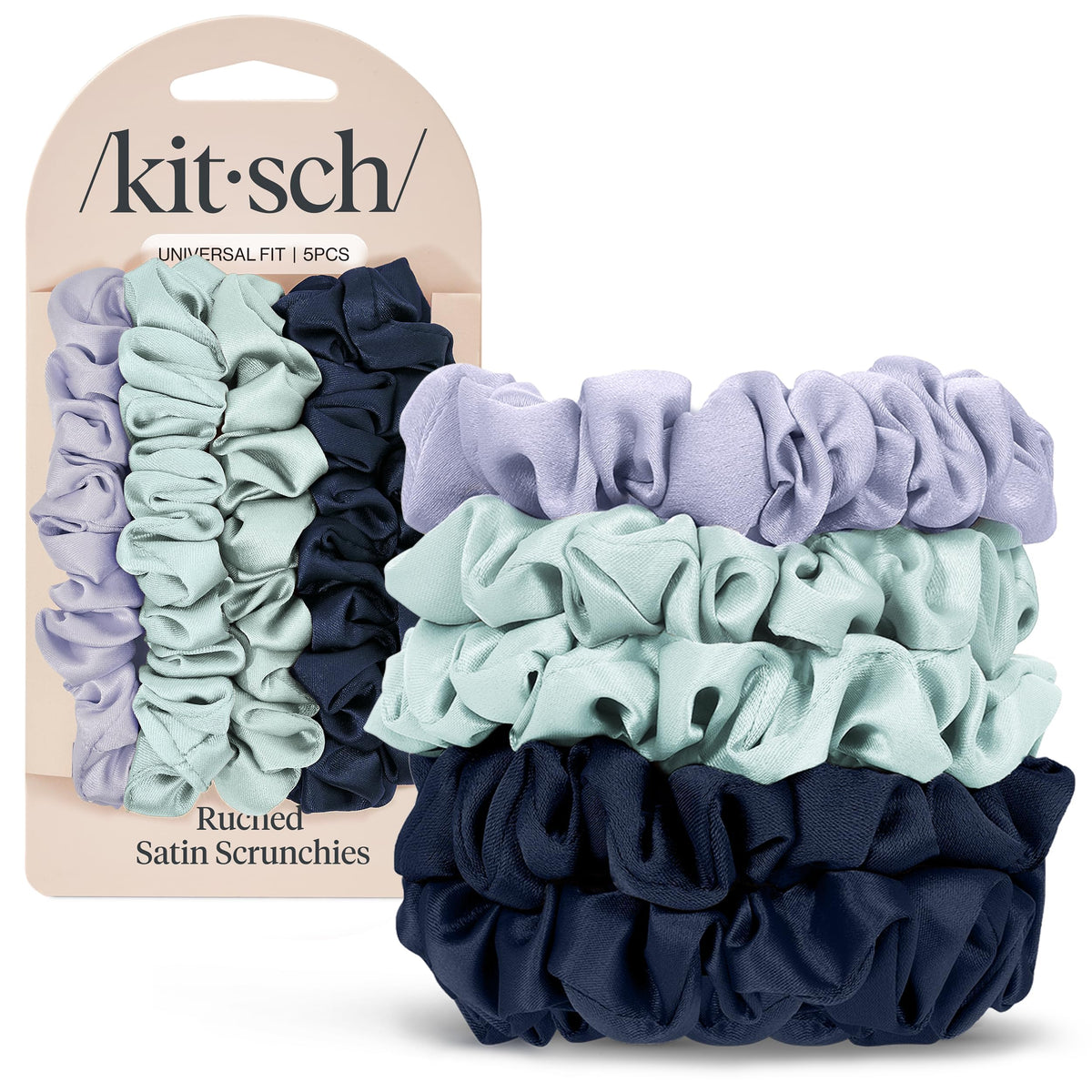 Lisa Frank x Kitsch Ruched Satin Scrunchies for Women- Rainbow Leopard 4pcs
