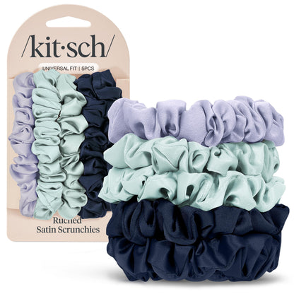 Lisa Frank x Kitsch Ruched Satin Scrunchies for Women- Rainbow Leopard 4pcs