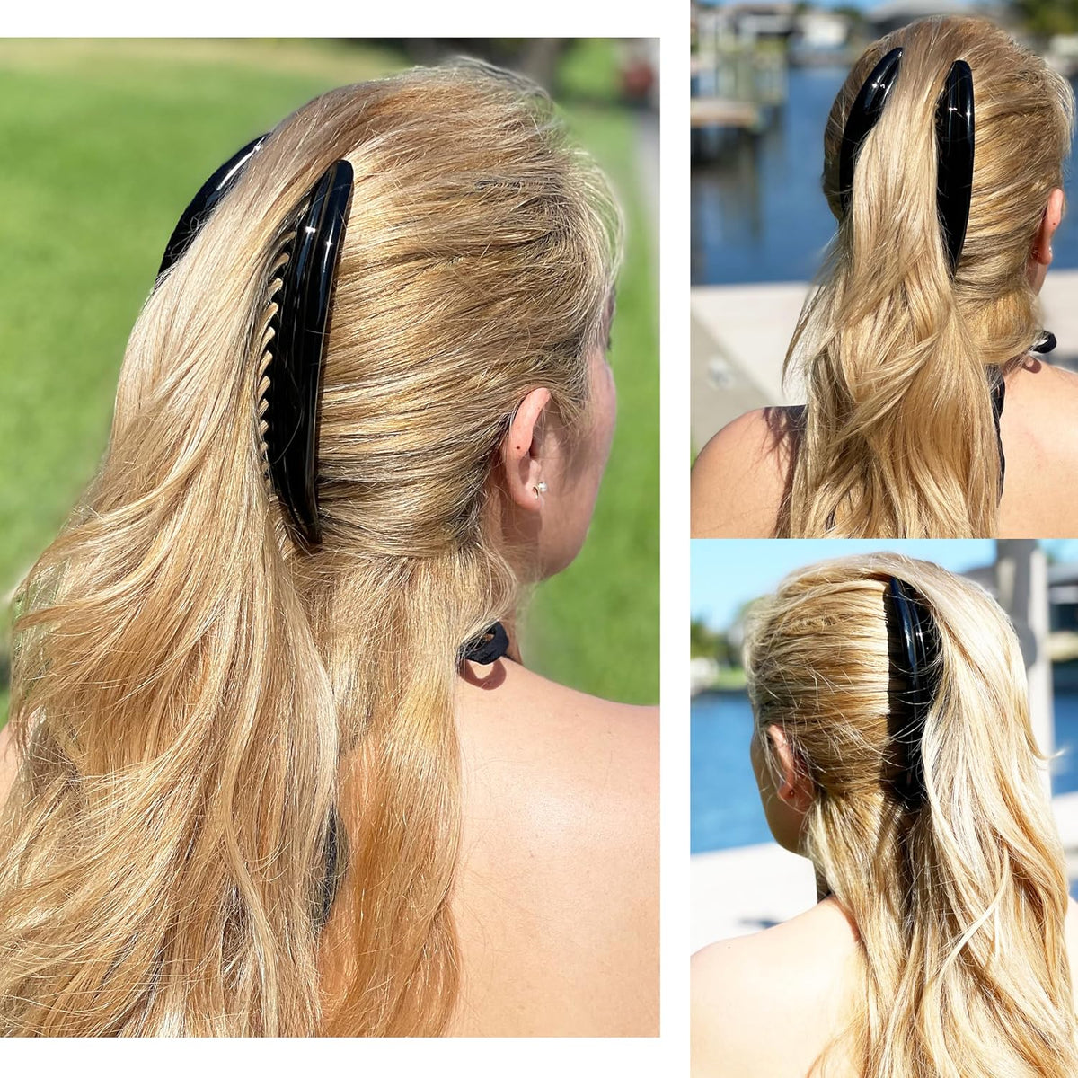 Camila Paris MP978/2 French Hair Side Combs, Black Curved Interlocking Combs French Twist Hair Combs, Strong Hold Hair Clips for Women Bun Chignon, Up-Do Styling Girls Hair Accessories Made in France