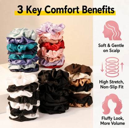 8-Pack Satin Hair Scrunchies, 100% Polyester, Soft Silky Hair Ties, Non-Damaging, Morandi Pastel Hair Accessories（Pre-Order）