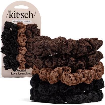 Kitsch Satin Scrunchies for Women | For All Hair Types Terracotta, 6pcs