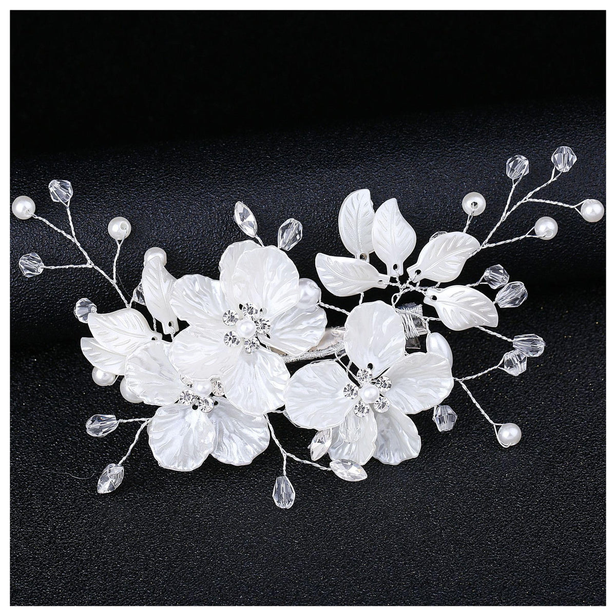 Bride Pearl Flower Hair Comb for Women and Girls, Wedding Floral Rhinestone Bridal Hair Piece Side Combs Hair Accessories for Wedding Party Daily (Pink)