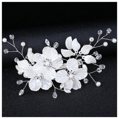 Bride Pearl Flower Hair Comb for Women and Girls, Wedding Floral Rhinestone Bridal Hair Piece Side Combs Hair Accessories for Wedding Party Daily (Pink)