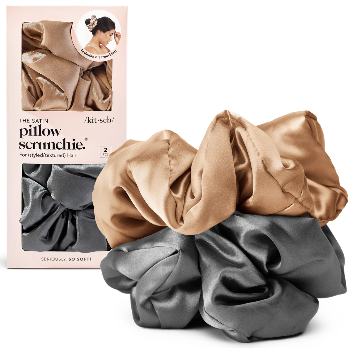 Kitsch Satin Scrunchies for Women | For All Hair Types Terracotta, 6pcs