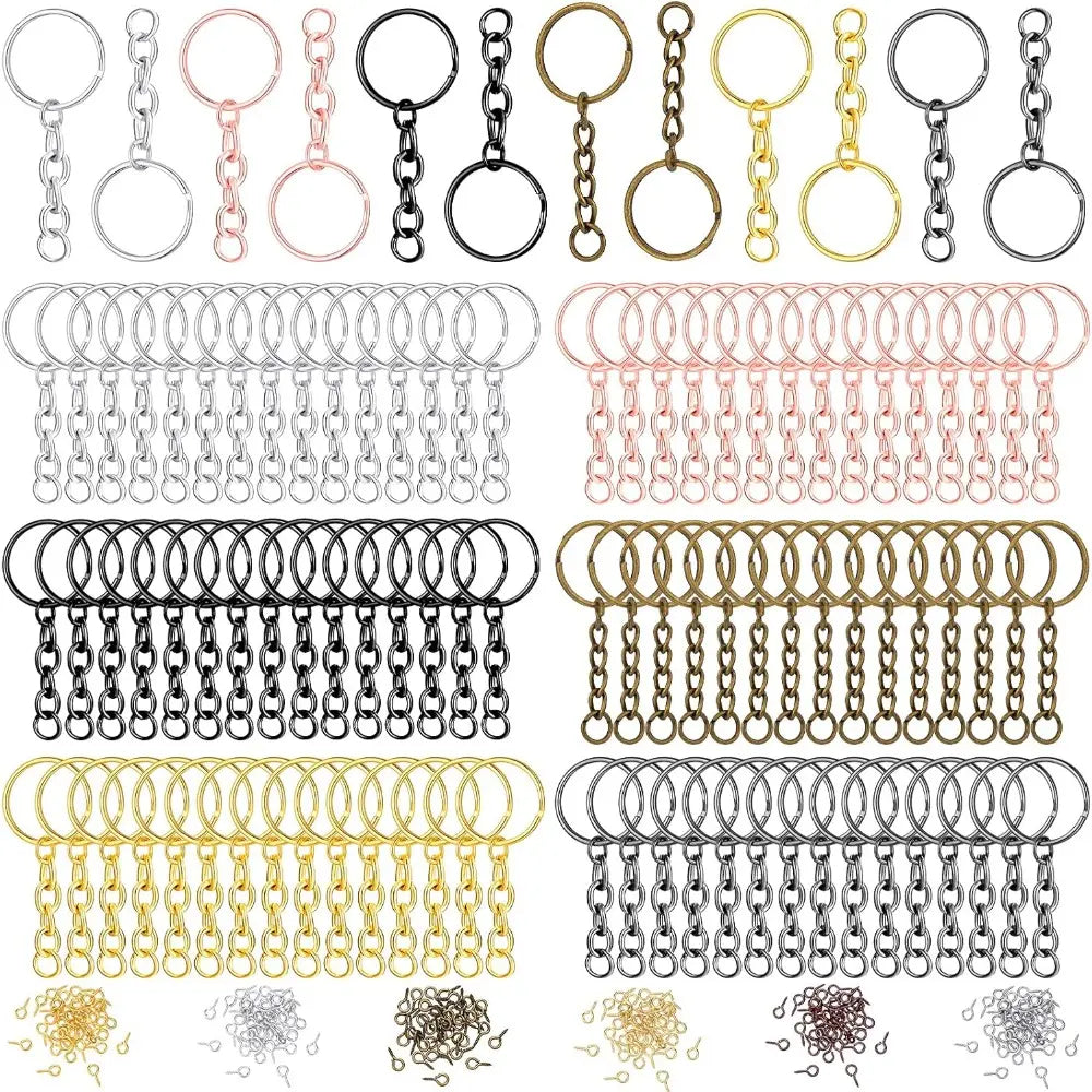 360Pcs Key Rings for Crafts Keychain Making Kit Including 90 Open Jump Rings Connectors,180 Small Screw Eye Pins Hooks for DIY Keychain Supplies(25 Mm,Mixed Color)