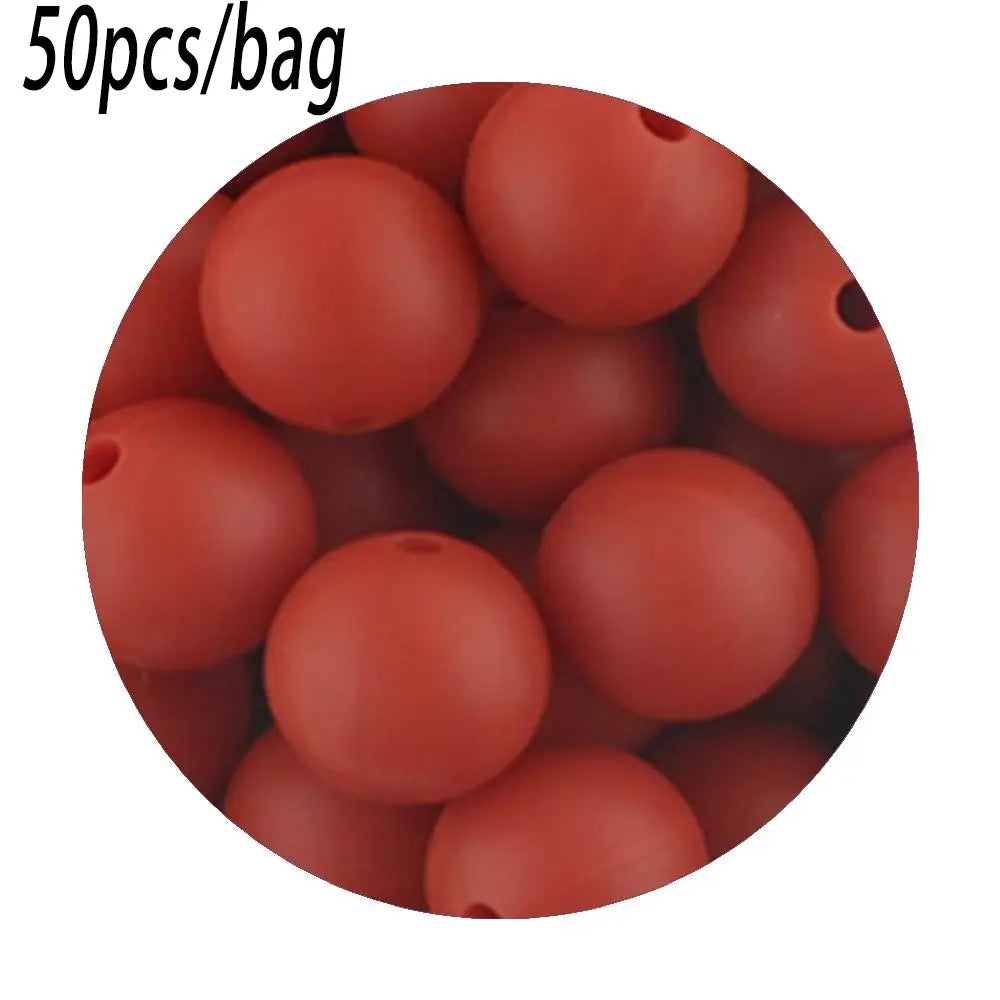 Silicone Beads Kit, 50 pcs Beaded Set of 15 mm Silicone Beads, Bead Assortment and DIY Beading and Jewelry Making Supplies for Keychains, Necklaces and Jewelry Crafts