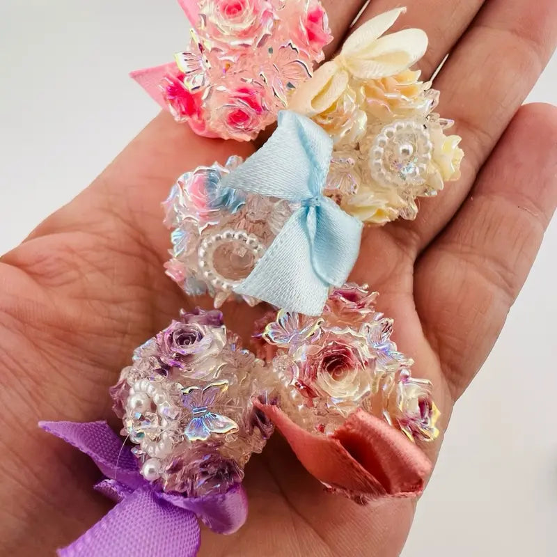 F11-Stunning Flower Beads Set - Handcrafted 20mm Beads for Pens & Key Chains - Unique Design with Glamorous Sparkle