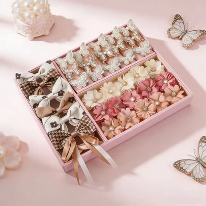 808Pcs Sweet Bow Flower Hair Accessories Set, Assorted Hair Ties, Clips and Barrettes, Cute Daily Hair Decorations for Girls