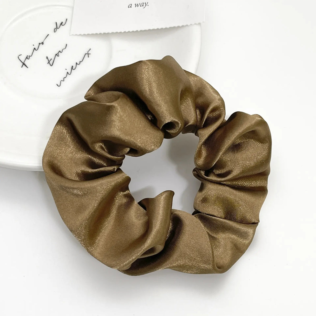 12pcs Black Brown Satin Scrunchies for Women, Silky Elastic Hair Ties, Non-Damaging Ponytail Holders for Daily Use Gift