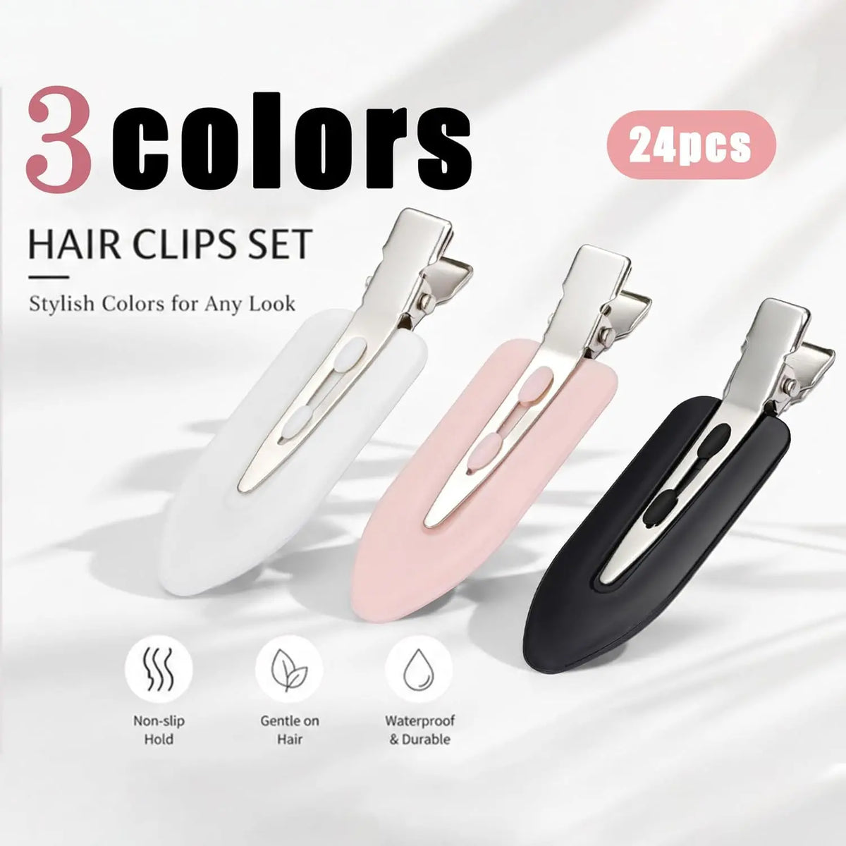 24 Pcs No Bend Hair Clips Pin Curl Creaseless Clips No Crease Hair Clip for Hairstyle Bangs Finger Waves Makeup Application Hairdressing Hairpins Styling Clips for Hair Salon Black Pink White