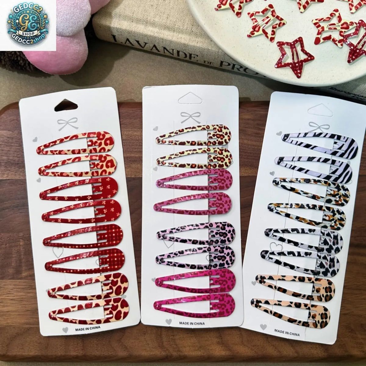 Animal Print Hair Clips, Leopard & Zebra Pattern Barrettes with Star Drop Design, Cute Decorative Hair Accessories for Daily Styling
