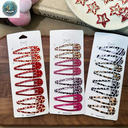 Animal Print Hair Clips, Leopard & Zebra Pattern Barrettes with Star Drop Design, Cute Decorative Hair Accessories for Daily Styling