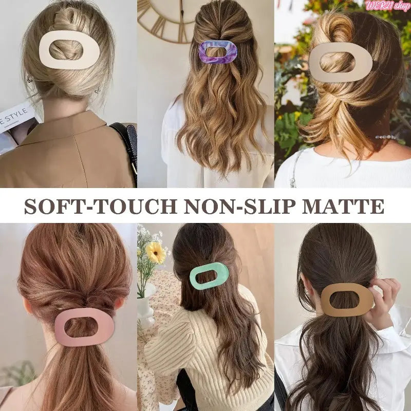 6 Pack No-Crease Flat Hair Clips for Women Girls, Strong Hold Matte Styling Claw Clips, Hair Accessories Fit Thick Thin Hair for Work Party Hairstyling