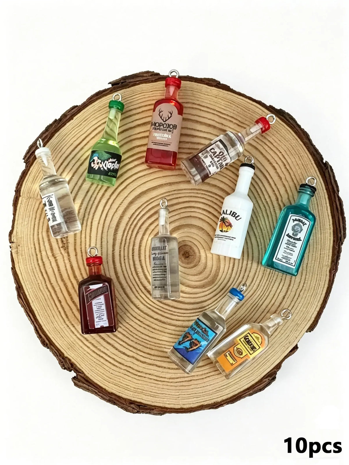 Mini Liquor Bottle Charms, Dangling Charms, Dangle Charms, 10Pcs 3D Resin DIY Pendants, Jewelry Making Supplies, Charms for Crafts, Ideal for DIY Earrings, Bracelets & Keychains, Perfect for Gifts, Festival Decor