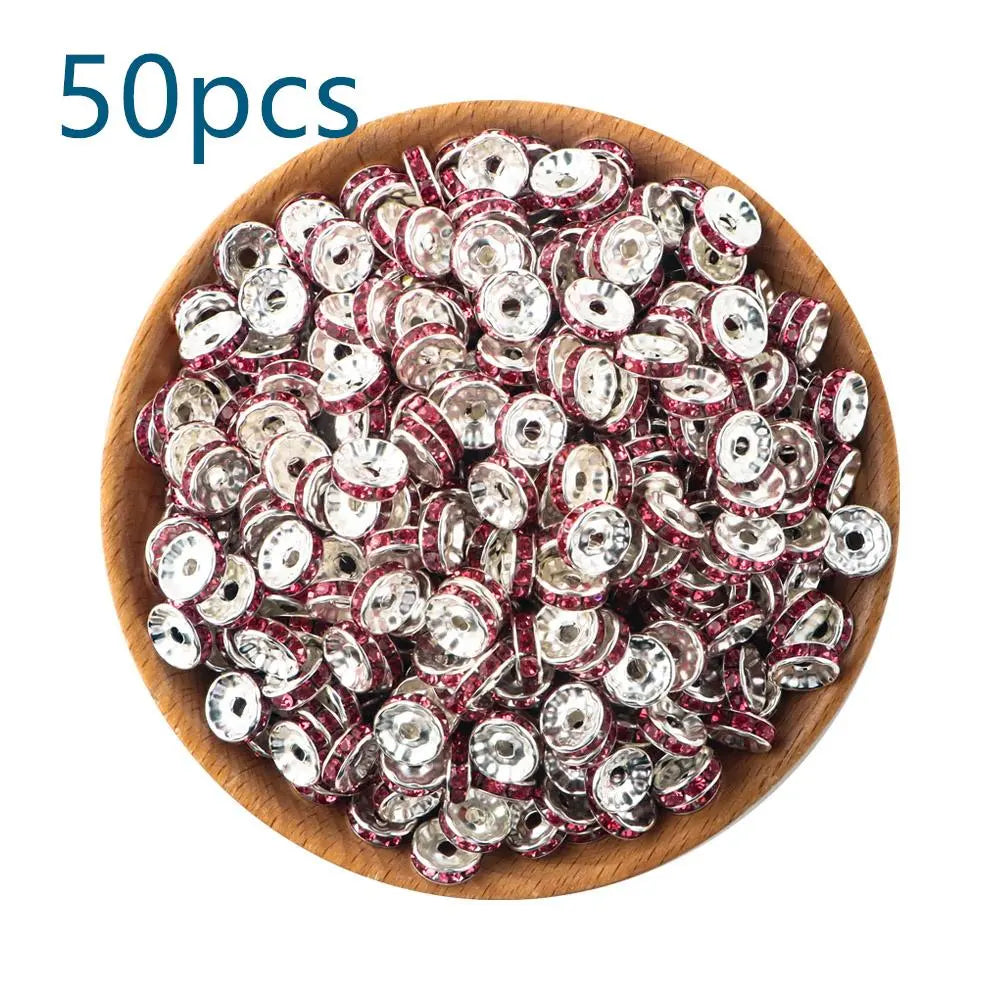 10mm Metal Crystal Bead, Bead Assortment, Bead Mix, 50pcs/set Artificial DIY Jewelry Accessories for Bracelet & Necklace, DIY Jewelry Making Supplies for Women & Girls, Diy Beads, Beading Supplies