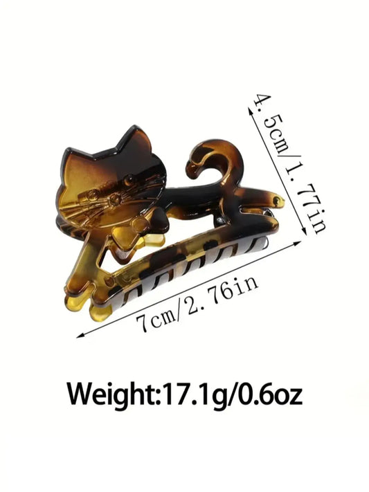 5‑Pack Cute Cat Shaped Hair Claw Clips Set, Tortoise Shell Animal Design Non‑Slip Jaw Hair Clamps, Novelty Aesthetic Decorative Hair Grab Clips, Strong Hold Hair Accessories for Women & Girls Thick Thin Hair, Hair Claws Set